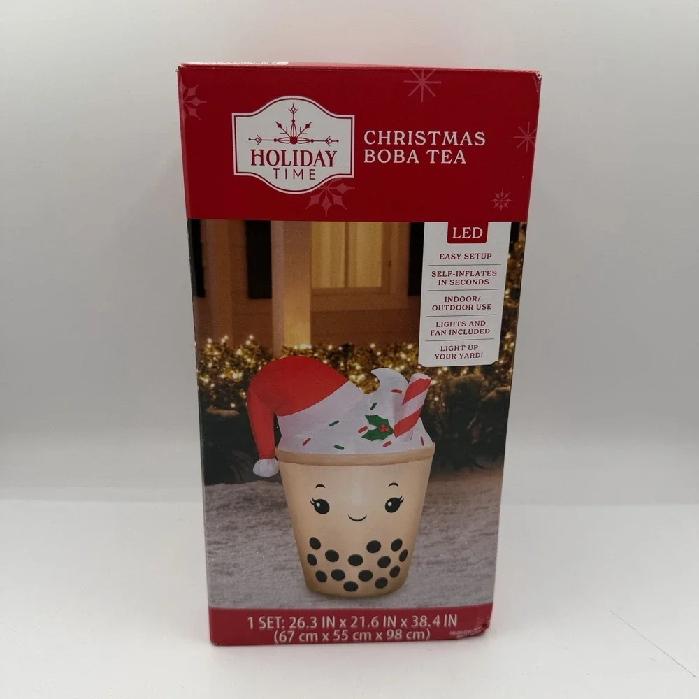 3.2‎ Ft Boba Tea Christmas Airblown Inflatable Yard Decor Self-Inflates LED NEW